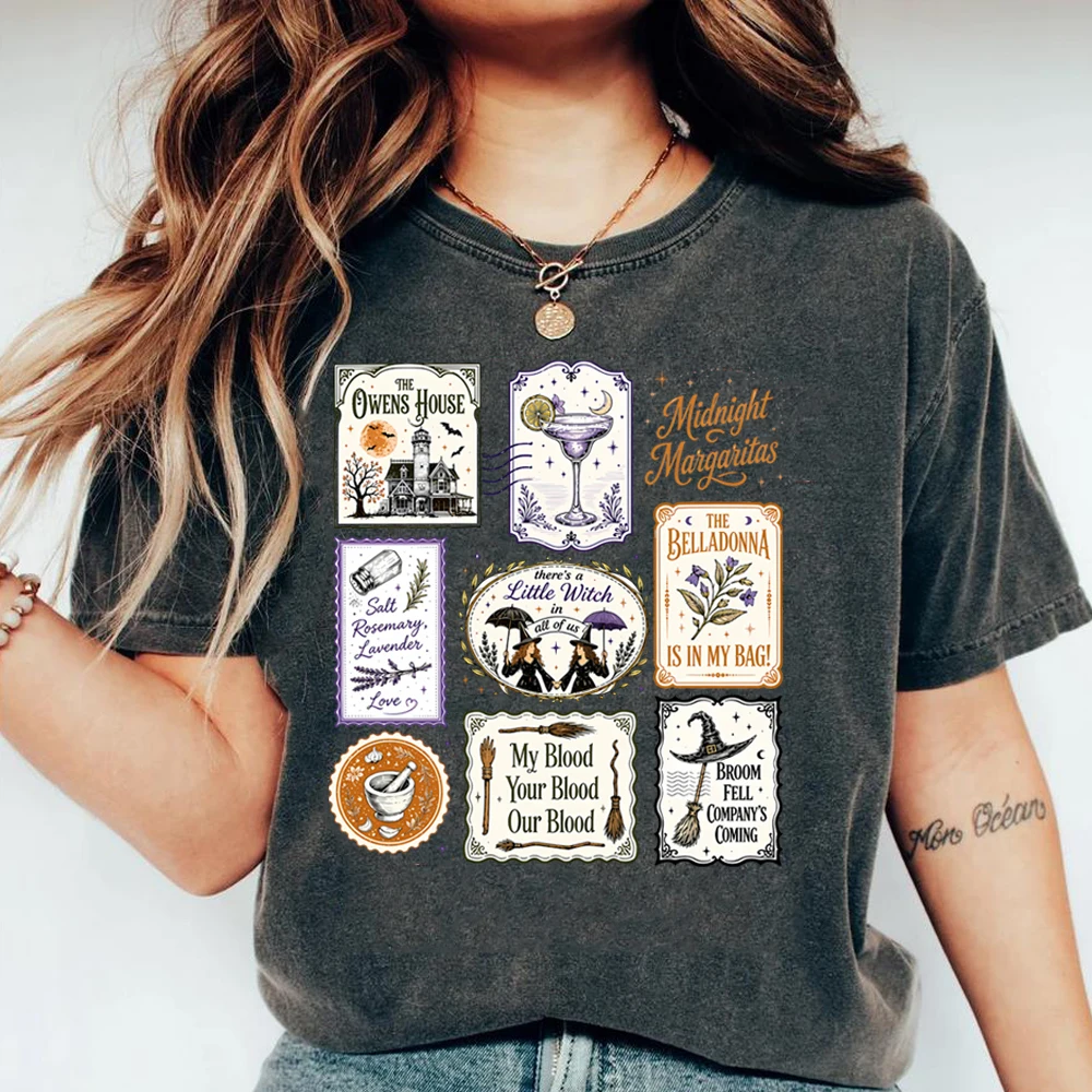 Vintage Midnight Margaritas Shirt Practical Magic Tee Halloween Movie T-Shirt Girls Will Be Girls Shirts Spooky Season Top Gift