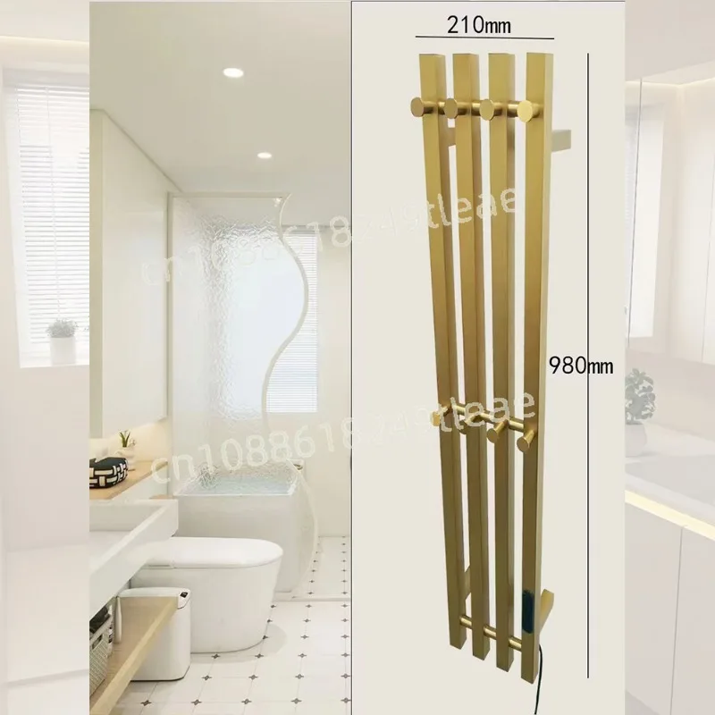 Electric towel rack Bathroom smart, heated towel bar with hook Stainless steel vertical regular constant temperature