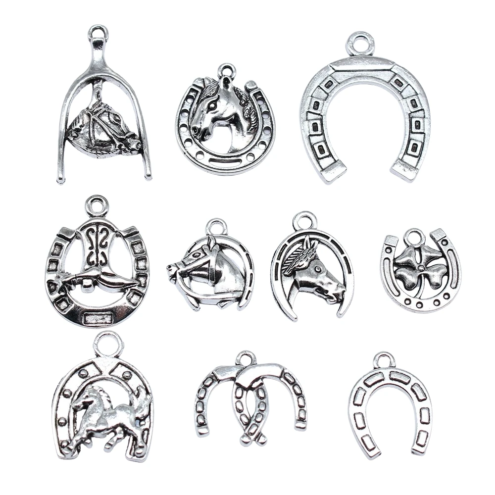 10pcs Lucky Horseshoe Horse Shoe Charms For Jewelry Making Antique Jewelry Making DIY Handmade Craft