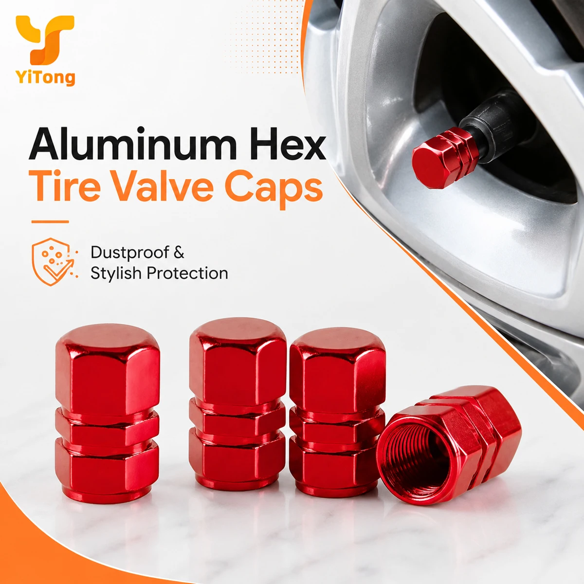 Yitong Colorful Aluminum Tire Valve Caps Hex Design 4PCS Dustproof Anti Rust Car Wheel Accessories Auto Car Motorcycle Bicycle