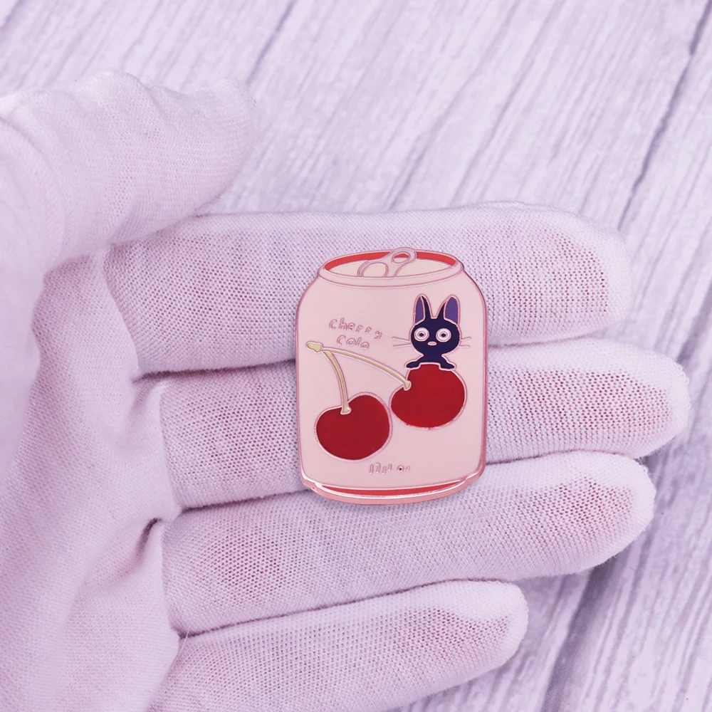 Cat Cherry Soda Cute Kawaii Anime Food Hard Enamel Pin