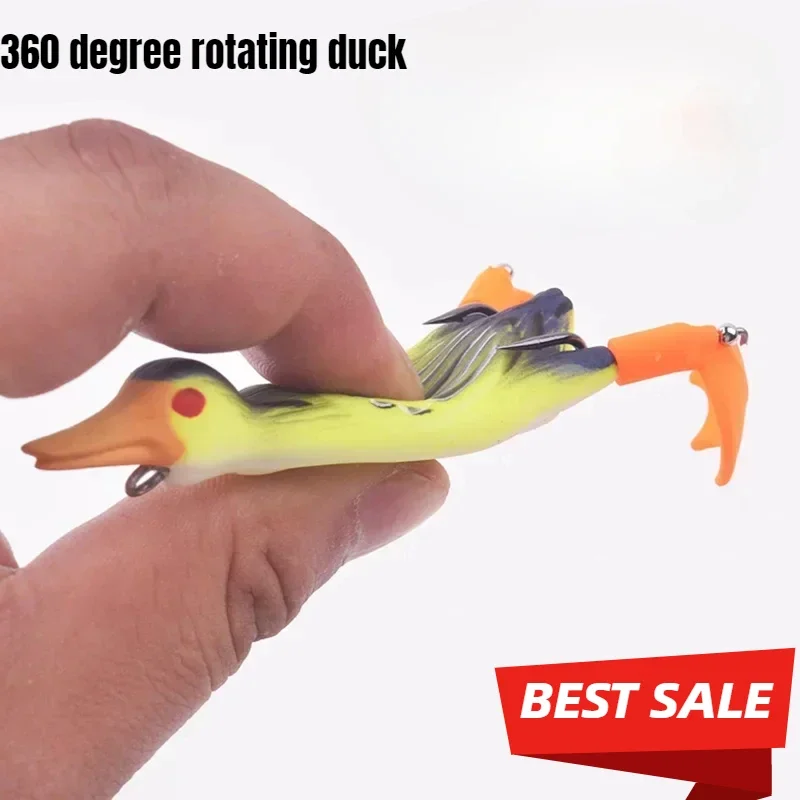 

9.5cm/11g Surface Tractor Double Screw Leg Imitation Decoys 360Degree Rotating Duck 3D Eyes Double Screw Legs Fishing Crankbait