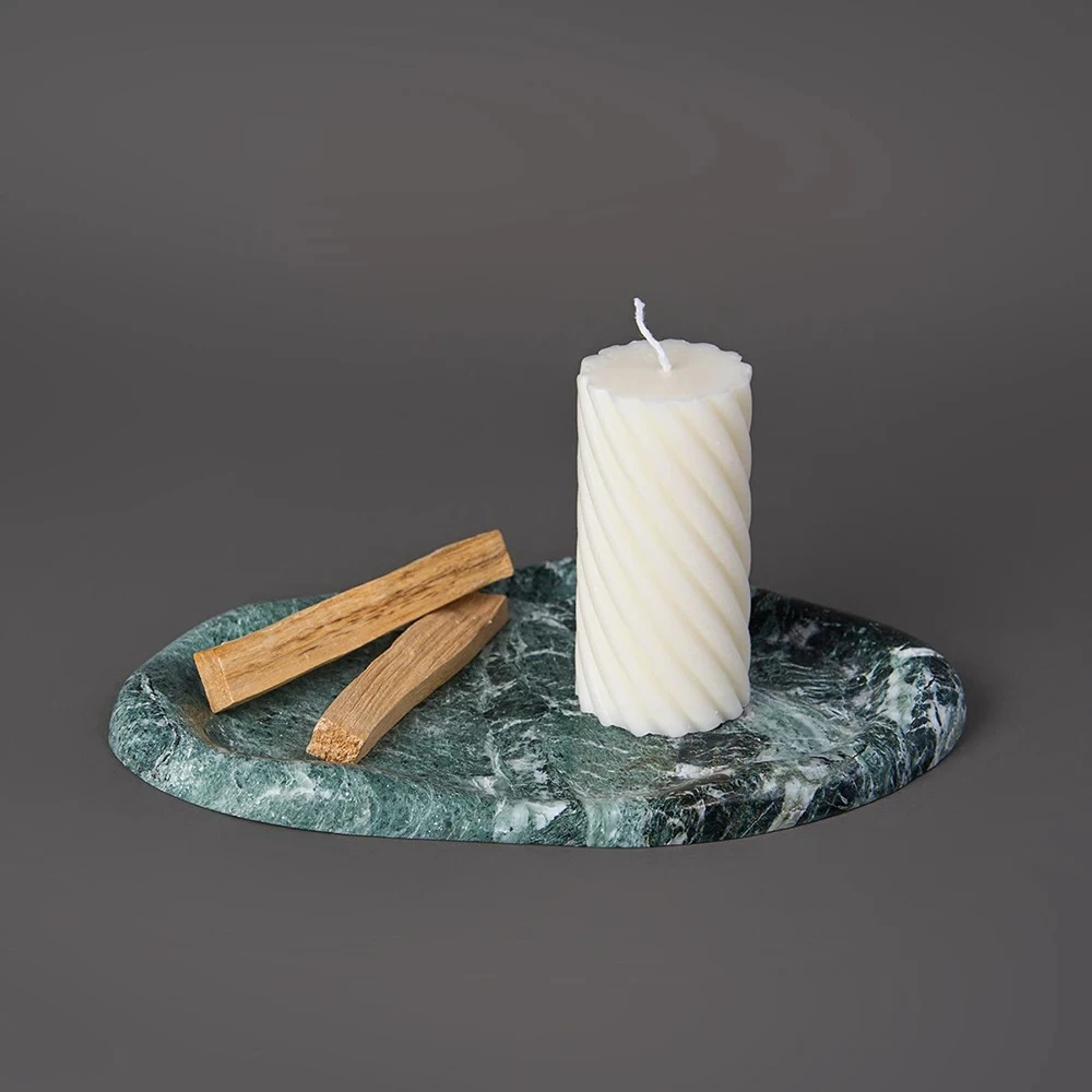 

Natural Marble Trinket Tray - Jewelry Ring Dish & Candle Holder for Vanity, Nightstand | Bathroom Dresser Decor