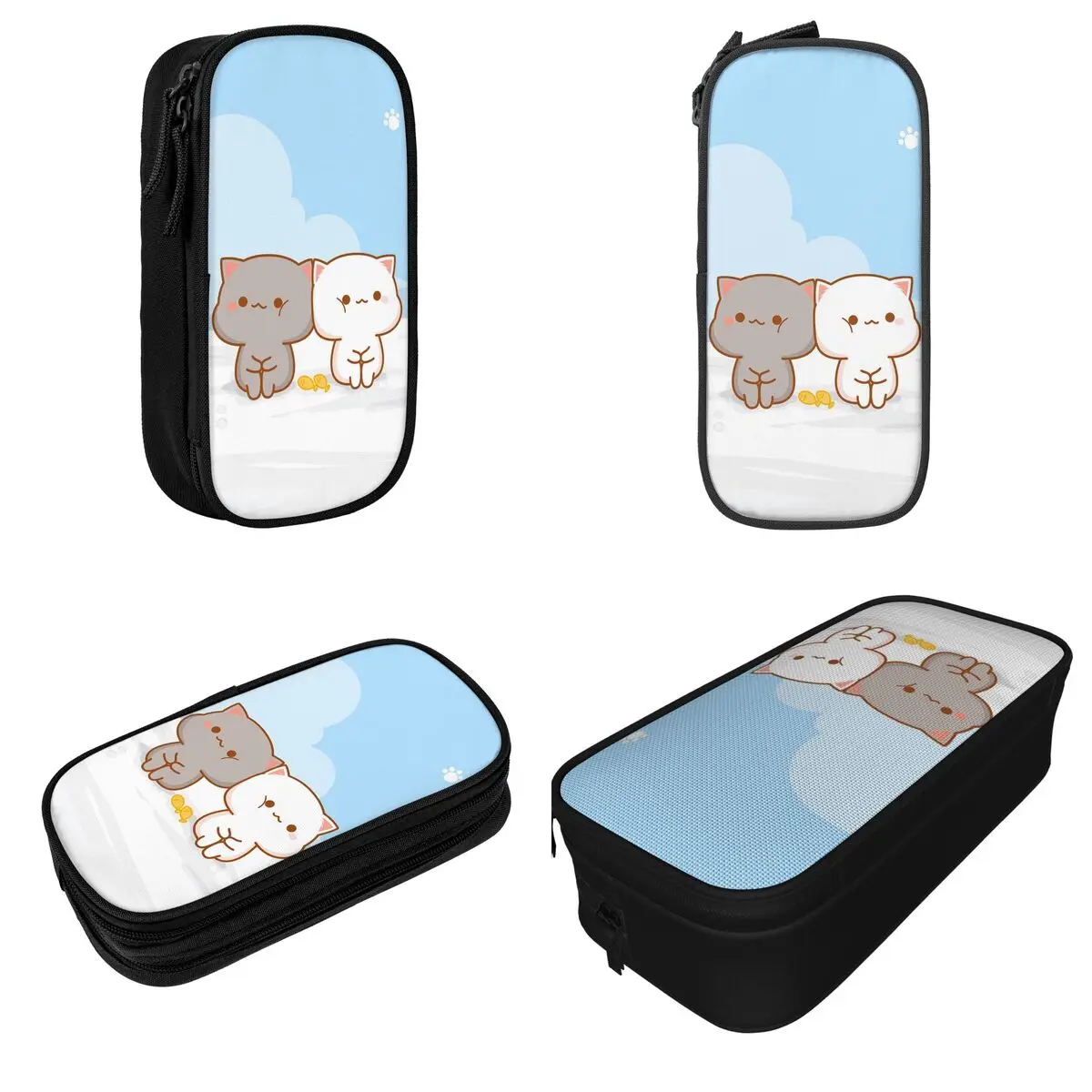 Federmäppchen mit Cartoon-Katze, modisch, Pfirsich und Goma Mochi, Stiftbox, Tasche, Mädchen, Jungen, große Aufbewahrung, Studenten, Schule, Kosmetik-Bleistiftbeutel