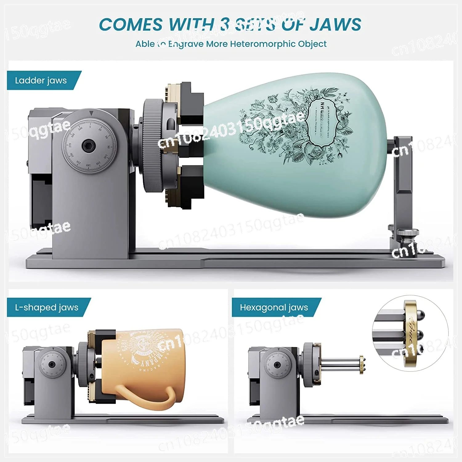 Laser Roller 4 in 1 Rotary with Risers Multi-Function Engraving Module Jaw Chuck for Round Irregular Objects