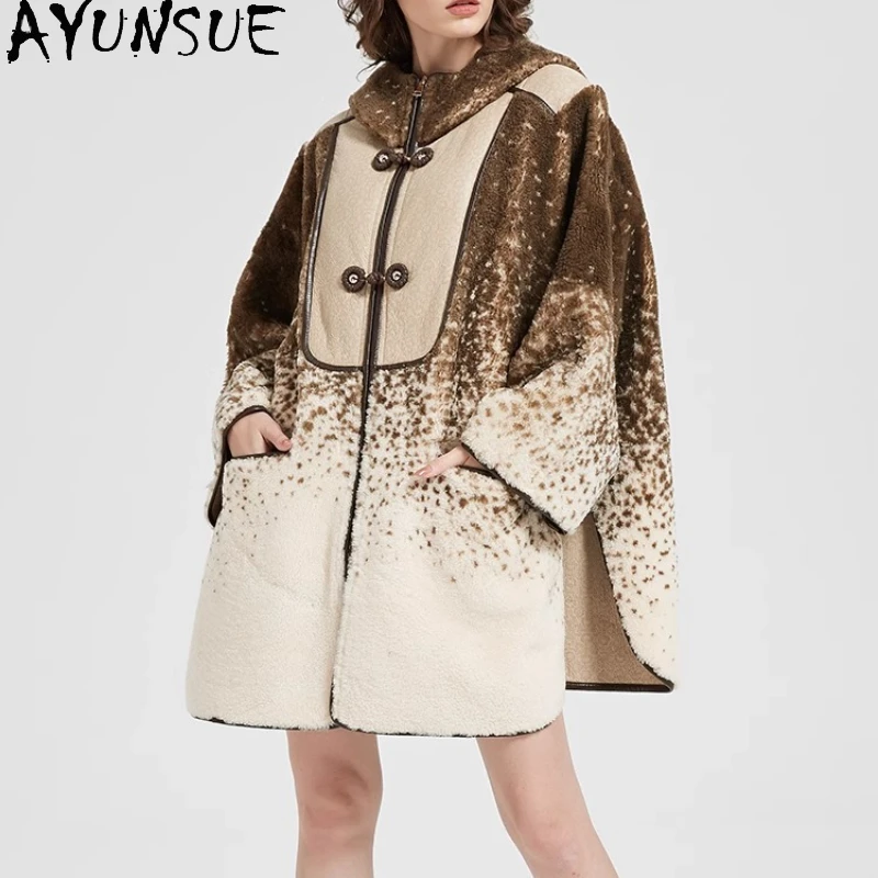 

AYUNSUE Natural Sheepskin Fur Coat Women Winter Clothes 2025 Merino Sheep Fur Womens Coats Warm Jaqueta Feminina Vintage