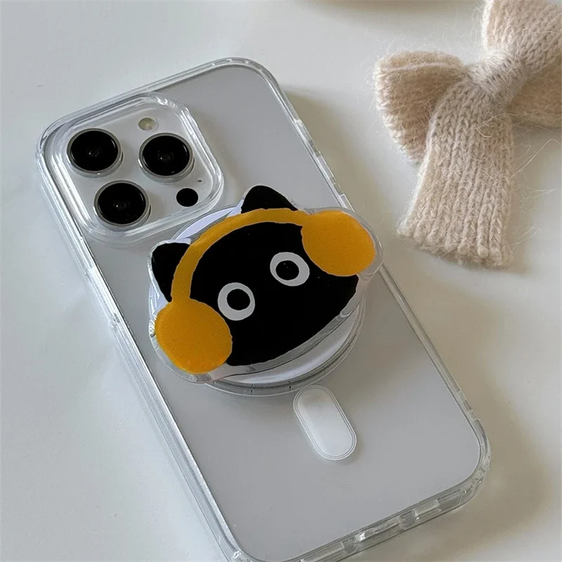 

Black Cat Magnetic Phone Holder Desktop Lazy Grip Tok Mount For Magsafe iPhone 16 15 14 13 12 For Mag-safe Phone Case Cell Stand