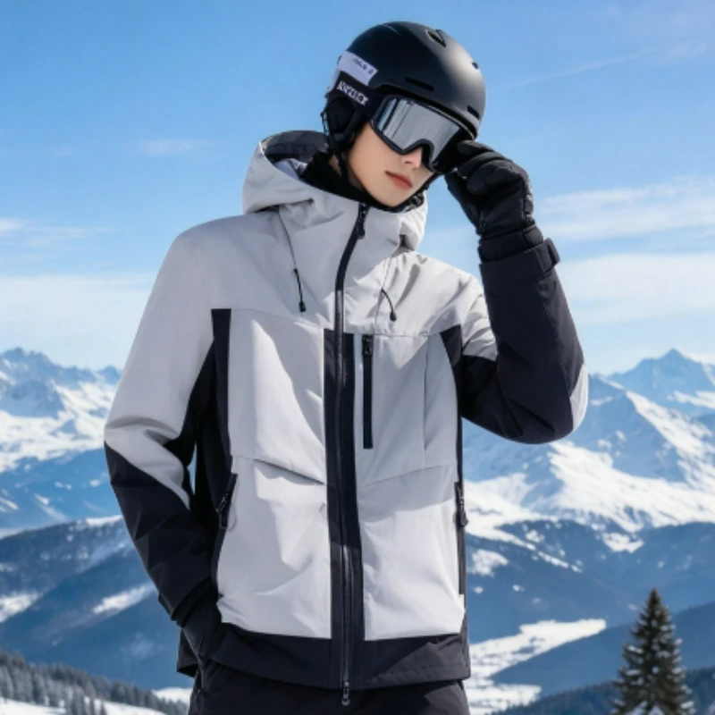 New Winter Unisex Hooded Ski Jacket Windproof Waterproof Warm Wear-resistant Outdoor Snowboard Skiing Cold-proof Coat Man Women