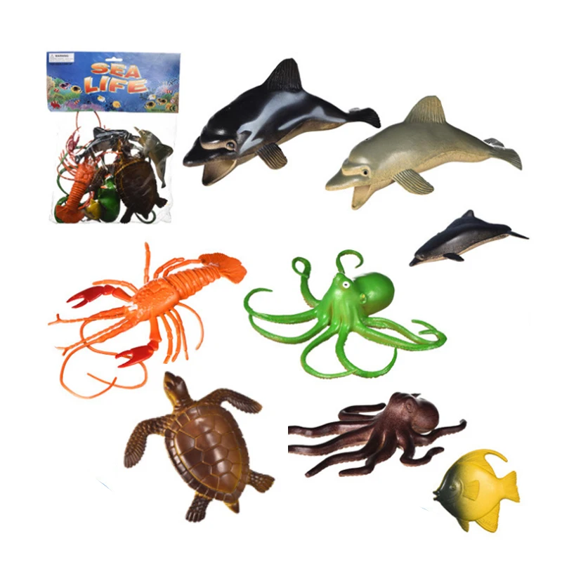 New Simulation Marine Animal Model Toy Turtle Lobster Model Decoration Puzzle Children's Cognitive Water Toys Gift K62