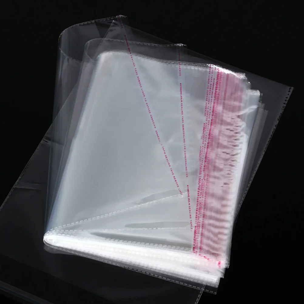 100 Pcs Clear Plastic Bags Grip Peel & Seal Strong Packing Self Adhesive Cellophane Bag 25 * 40cm Peel & Seal Bag