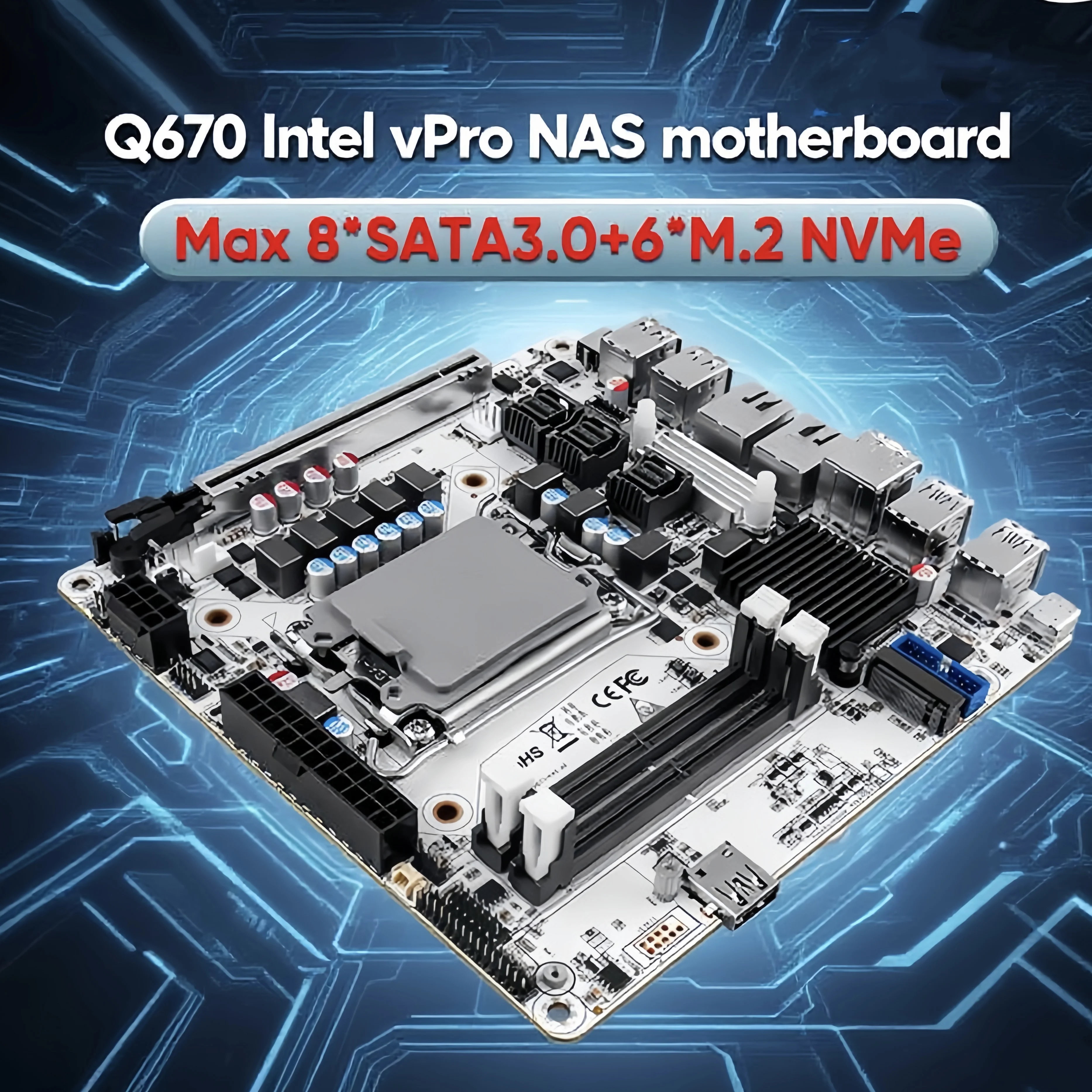 لوحة أم N23 Q670 NAS 8 * SATA 6 * M.2 NVMe Intel 12/13/14th Gen LGA1700 1 * PCIE5.0x16 2 * DDR5 2 * 2.5G LAN ITX لوحة جدار الحماية الرئيسية