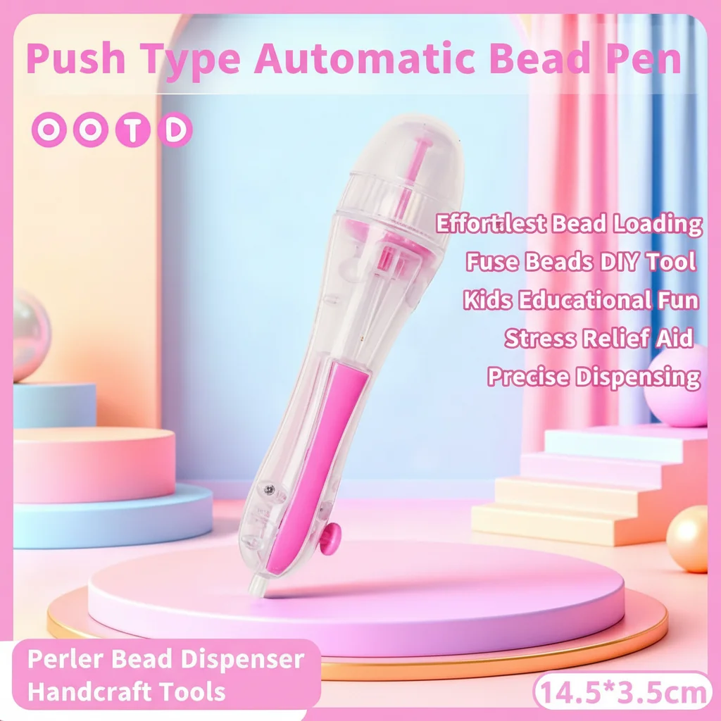 Push Type Automatic Bead Pen for Fuse Beads DIY Handcraft Tools Perler Bead Dispenser Pen Kids Educational Toys Stress Relief