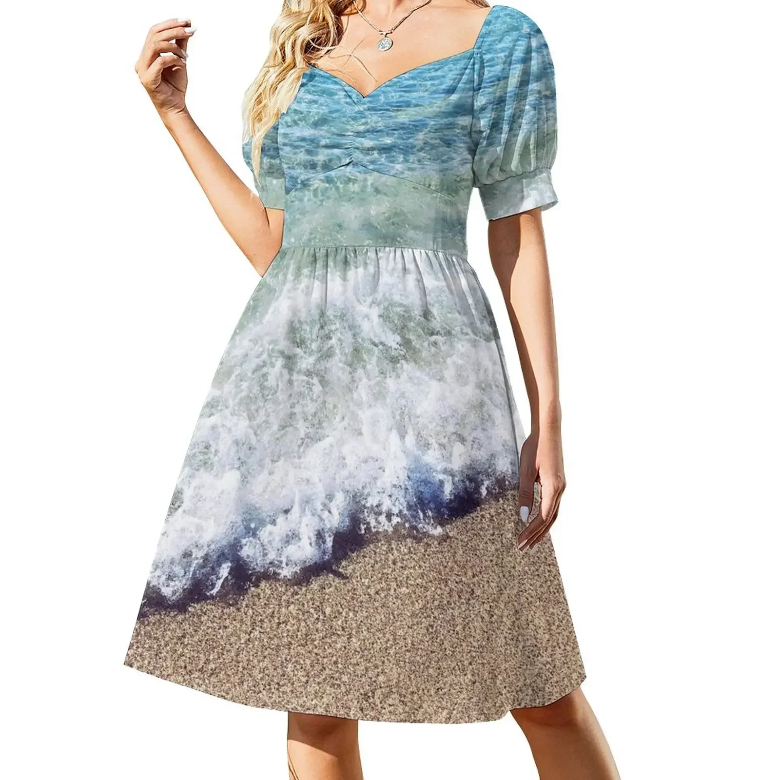 

Ocean Blue Shore Waves Short-Sleeved Dress dress for women luxury evening dresses 2025 Dress