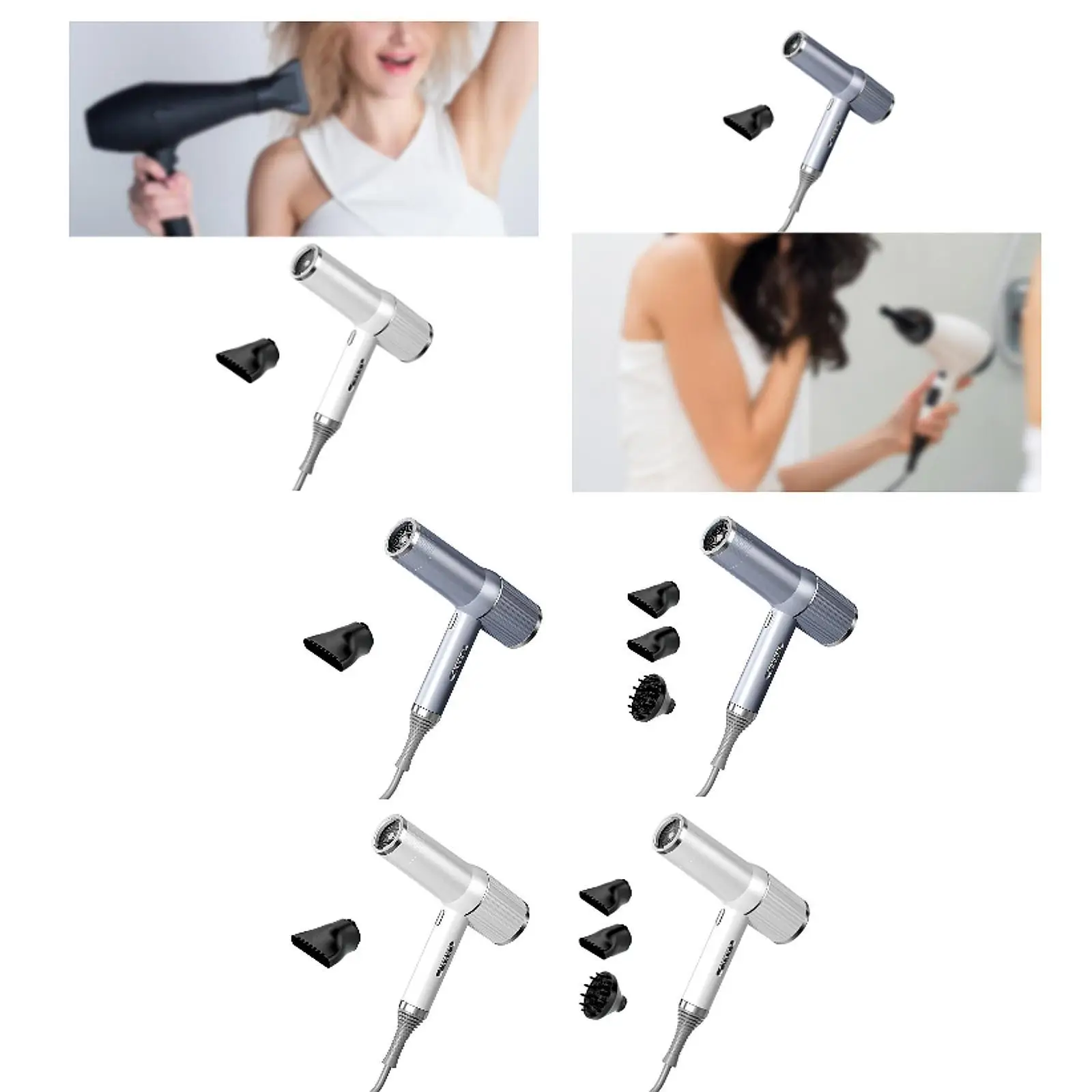 أداة مجفف الشعر، منفاخ هواء صغير مع فوهة للشعر المجعد المموج الطبيعي السميك