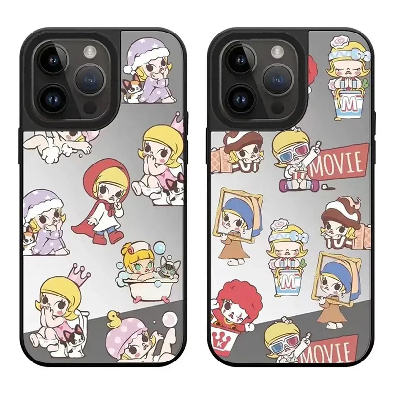 Creative Cartoon Girl Mirror Magnetic Phone Case Cover for IPhone 11 12 13 14 15 16 Pro Max Case for IPhone 16 Pro Max