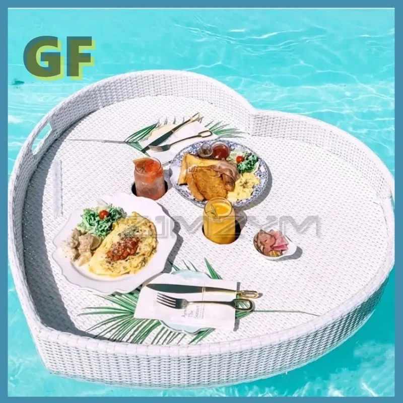 Bali Rattan Tablett Schwimmbad Schwimmendes Rattan Tablett Frühstück Nachmittagstee Speiseteller Hotel Rattan Korb