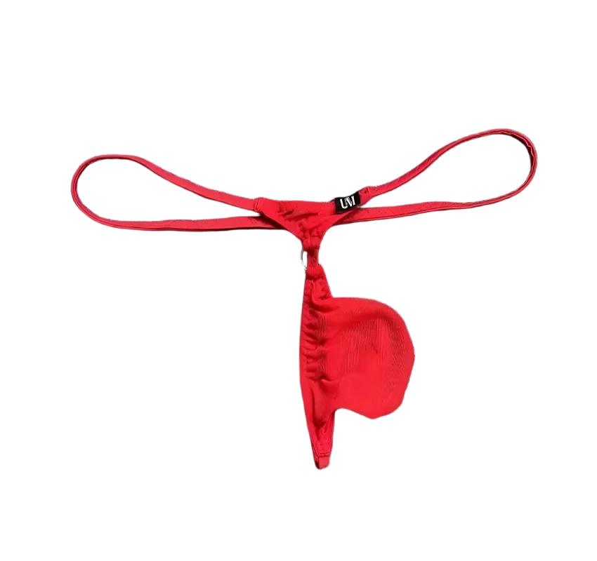 Thin Men's Low Waist Sexy Pure Desire Sissy Thong With Bulging Pocket One Rope Thong Personality Ball Shaped Underware