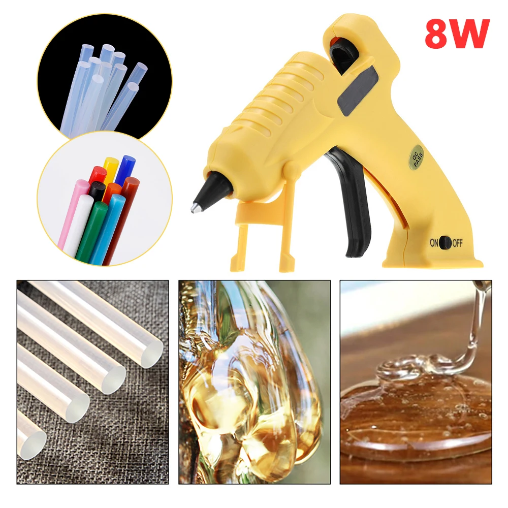 

8W USB Rechargeable Cordless Hot Melt Glue Gun Yellow Mini Portable Glue Gun Home DIY Handicrafts Tool For 7mm Glue Sticks