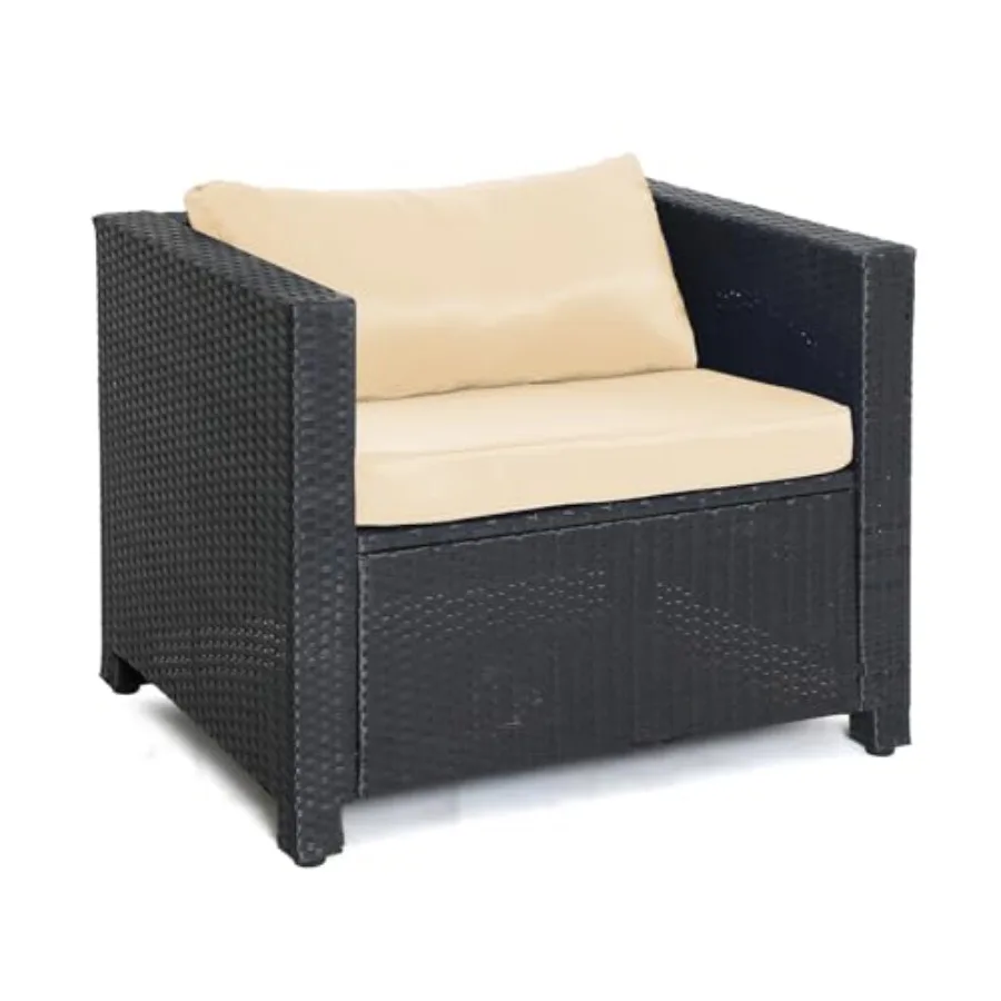Wicker Patio Chairs for Outdoor Use, Natural Rattan with Beige Removable Cushion for Comfort and Style