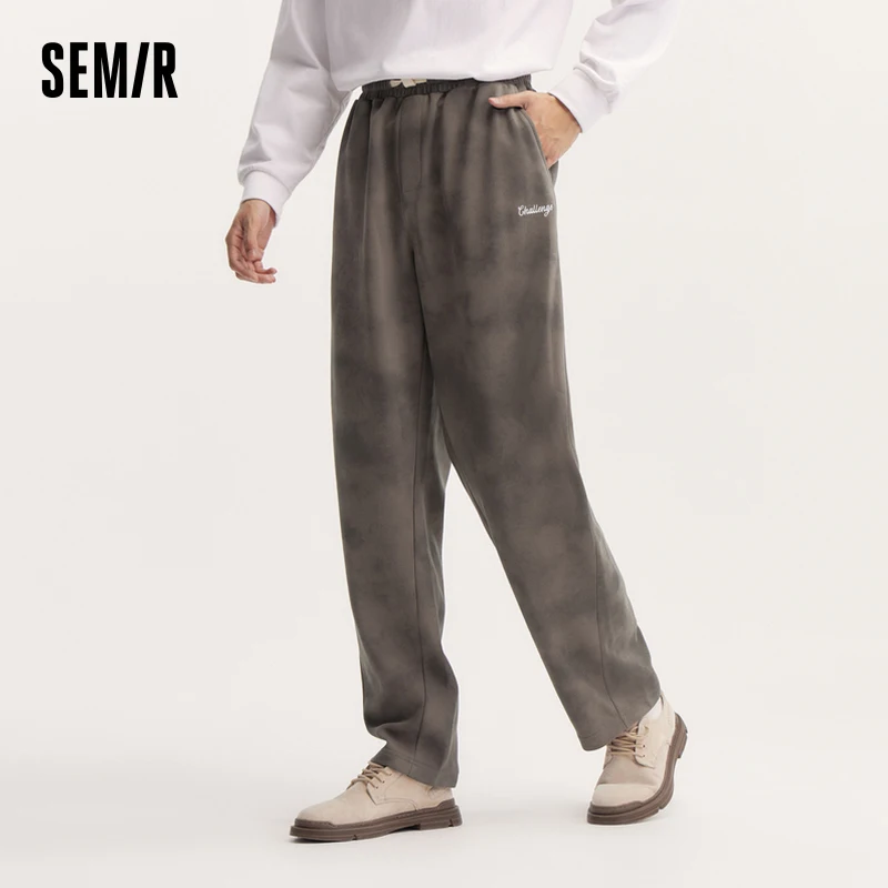 Semir-メンズワイドレッグロングパンツ,刺letter,パーソナライズされたパンツ,カジュアル,ストリート,新しい,秋,2024