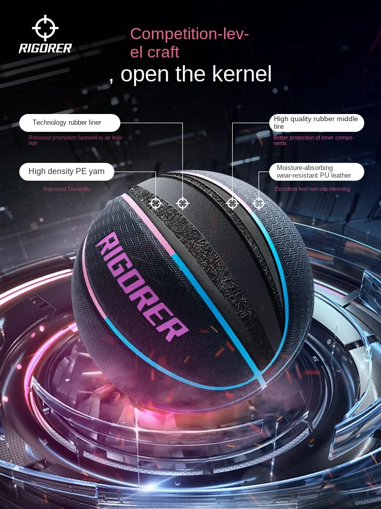 

RIGORER Indoor/Outdoor Basketball Wear-resistant Anti-slip PU Leather Ball Size 7 Official Competition Training Standard Ball