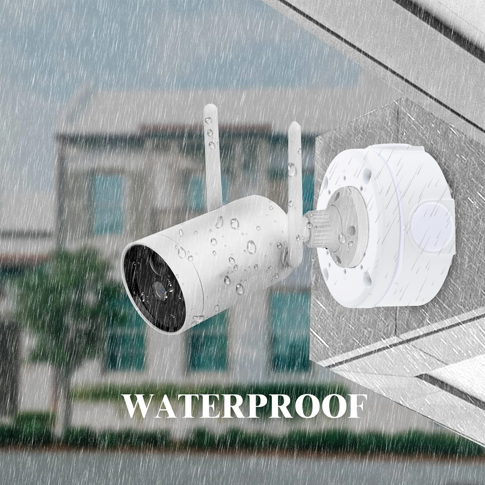 

Waterproof Junction Box Round White Connectors Cable Boxes for Cameras Security Brackets Durable Material Hiding Cables Long
