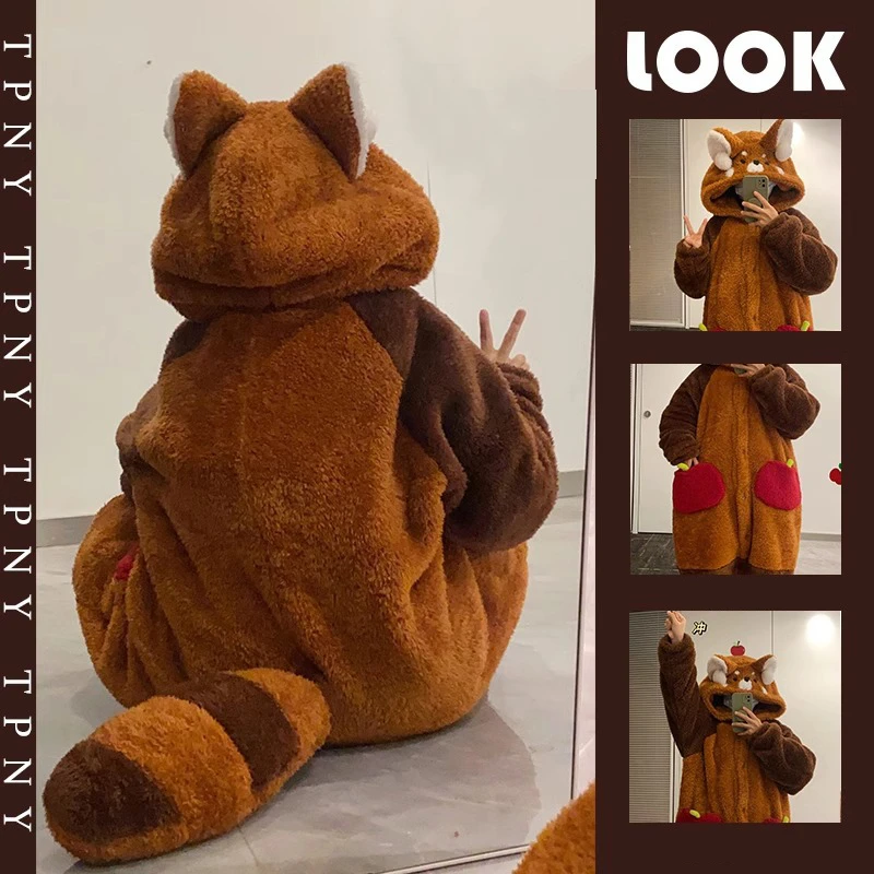 

Winter Thicken Warm Flannel Long Robe Pajamas Trouser Suit Party Cosplay Cute Cartoom Hooded Bathrobe Gown Coral Fleece Homewear