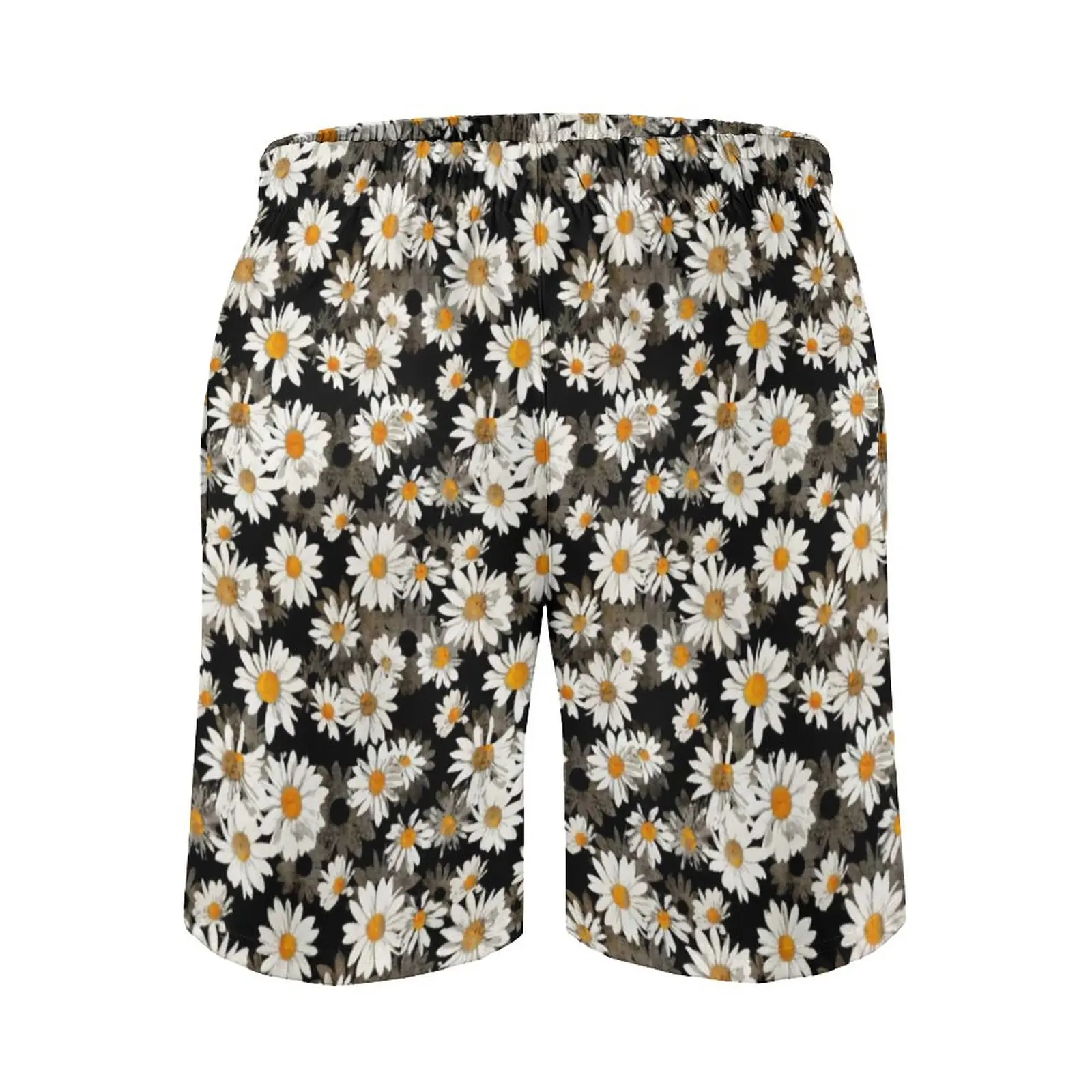 Schicke weiße Gänseblümchen-Boardshorts, bequeme Herren-Strandshorts, Blüten- und Blumenmuster, Trenky-Boardhose, große Größe