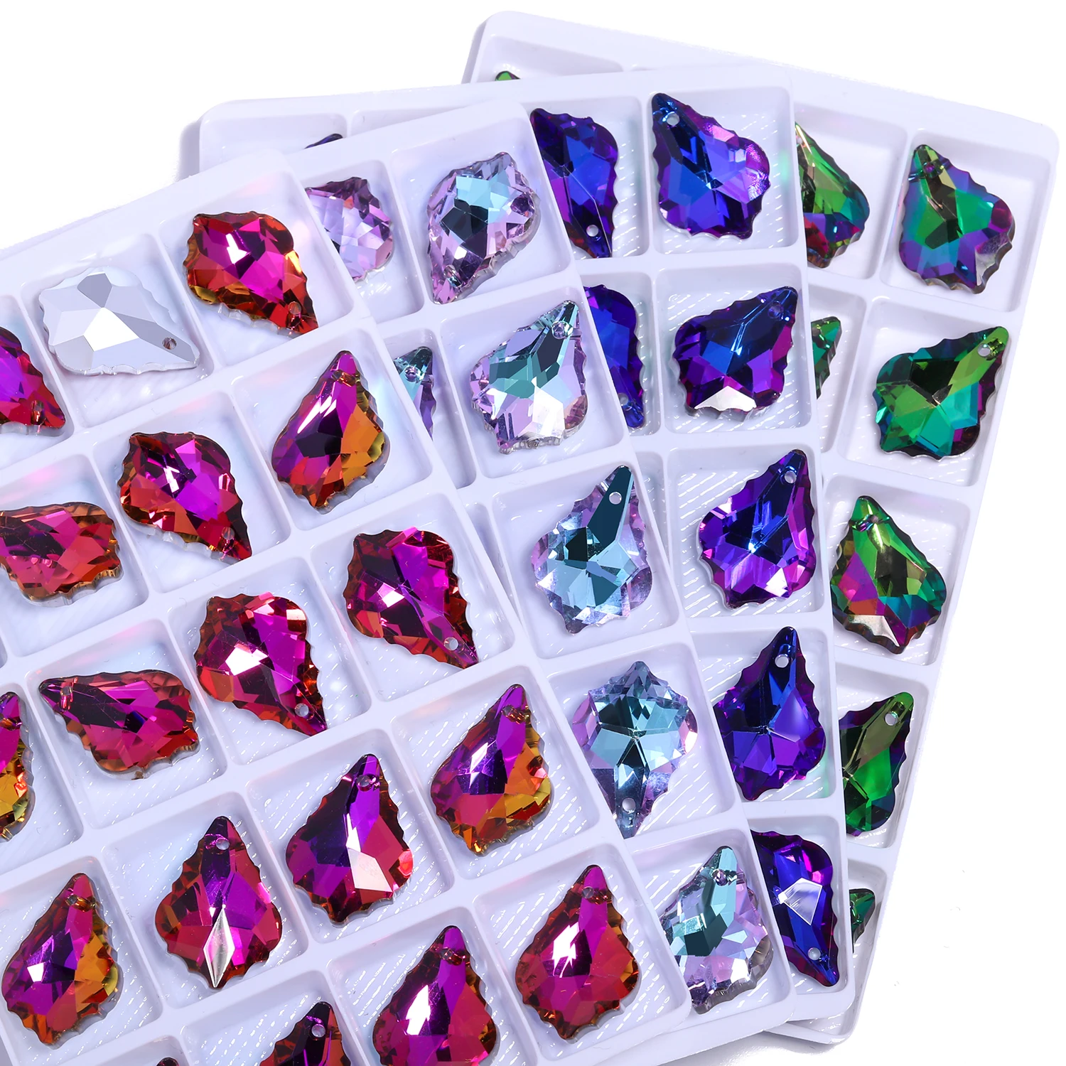 8pcs 15x22mm Leaf Shape Austrian Crystal Pendants Faceted Multicolor Crystal Charms for Jewelry Making DIY Necklace Earrings