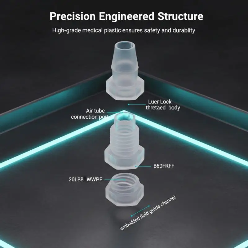 Straight through Luer Lock Adapter Air Valve PP Plastic Syringe Air Tube Subpackaging Instrument - Medical Grade