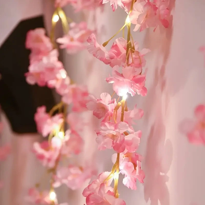 Simulated Pollen Colored Cherry Blossom Vine Light String Light Battery Powered String Light Festival Wedding Room Decoration