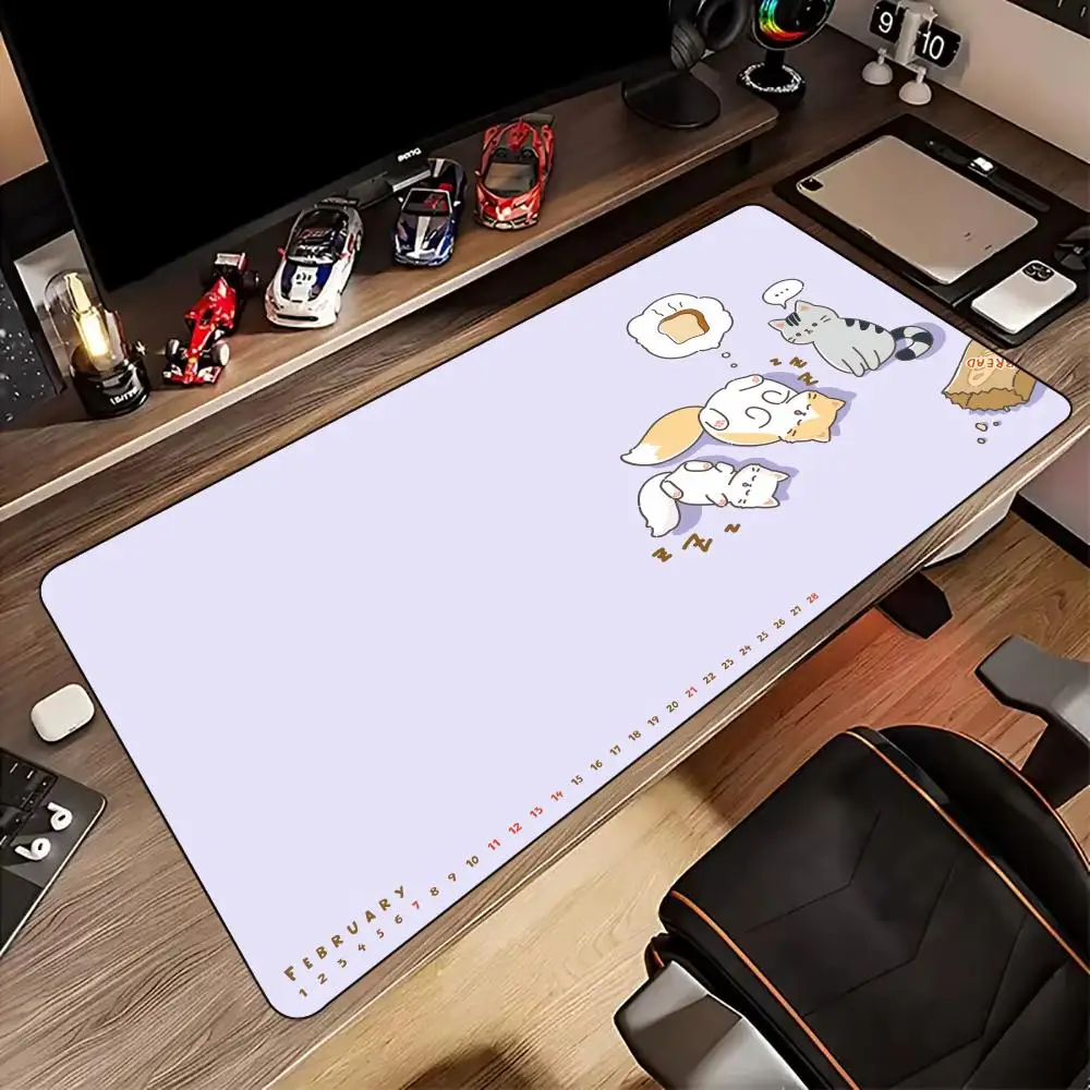 

Cute cat theme Mouse Pad kawaii Desk Mat with Stitched Edges non-Slip rubber base gamer pc accessories Gaming mat Extended pad