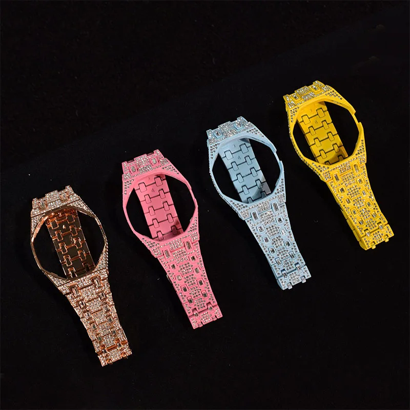 2 in 1 Metal Inlaid Diamond Strap For Swatch x AP Royal Pop Watch Modification Kit Bracelet For Royal Pop Adjustable Wristband