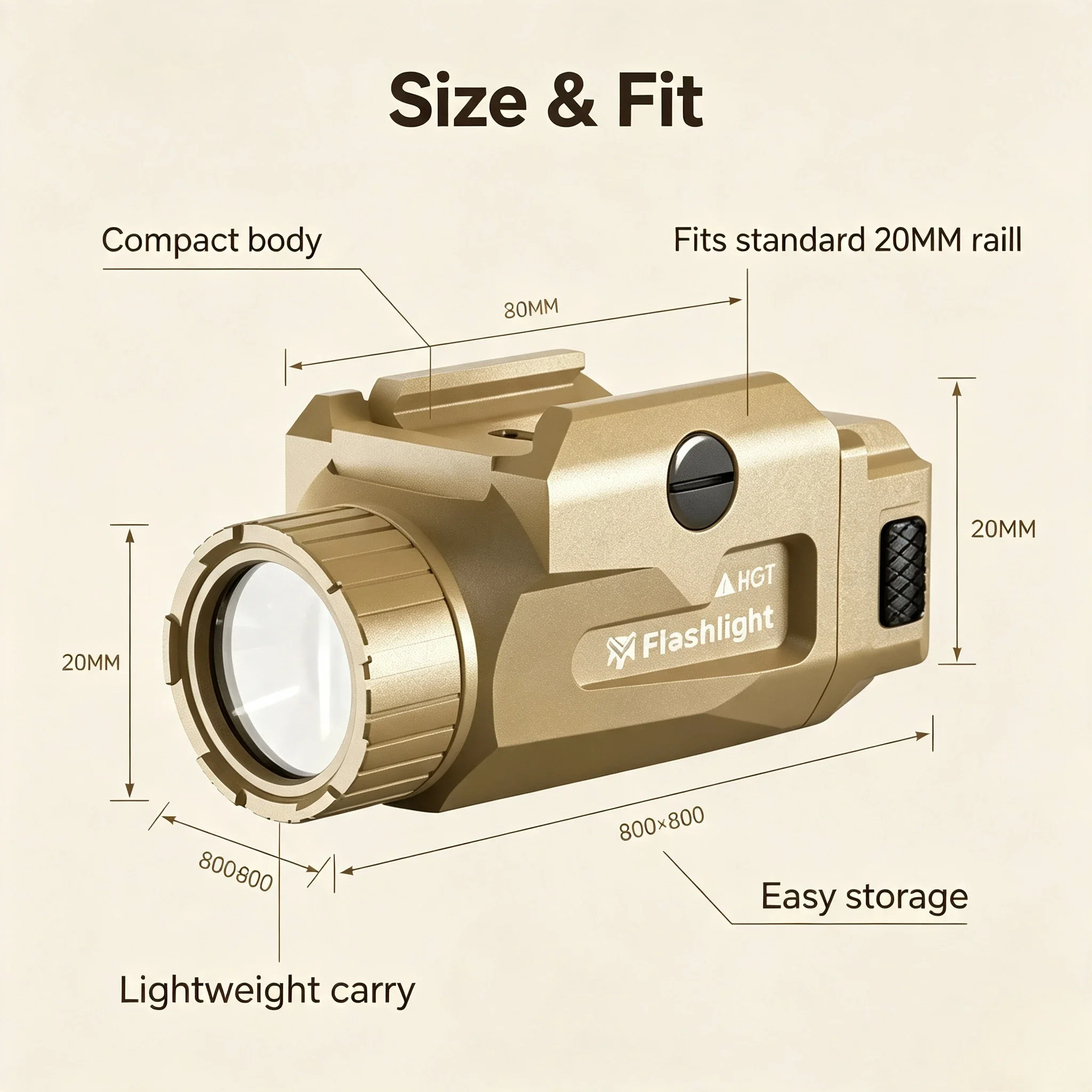 800LM Flashlight USB Rechargeable LED Light Quick Disassemble Bracket Designed for 20MM Rail