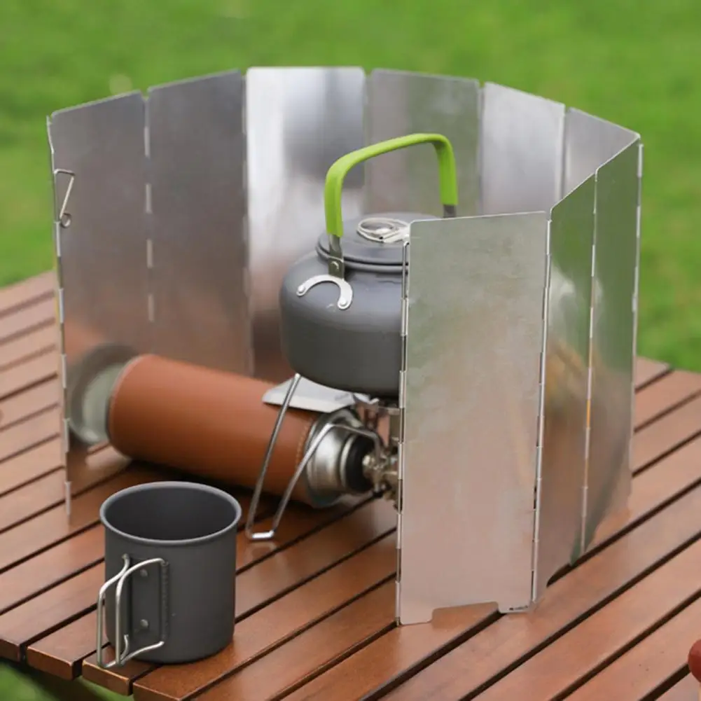 Heat Resistant Stove Shield Gas Stove Windshield 10-panel Camping Stove Windshield Portable Lightweight Outdoor Hiking