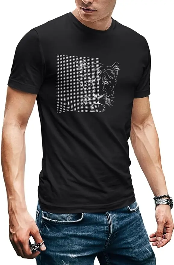 

Men's Lioness Premium Graphic Printed Tee Modern Fitted Crewneck Summer Casual Short Sleeve O-neck Unique Ventilate T-Shirt