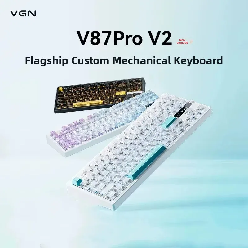VGN V87 V2 TKL Mechanical Keyboard, Side-Printed PBT Keycaps, Gasket 10000mAh Tri-Mode Gaming Keyboard with RGB Light & Knob