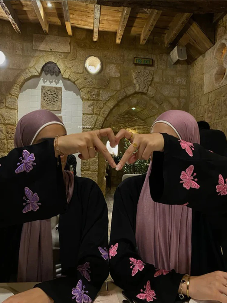 Abayas con bordado Eid para mujer, Vestido Largo de fiesta, caftán musulmán, Jalabiya, Ramadán, cárdigan, 2024