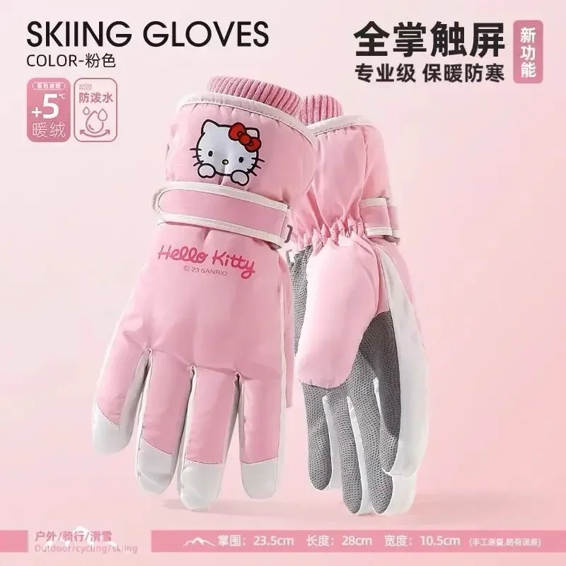 

Sanrio Outdoor Touchscreen Warm Gloves Winter Women's Thick Woolen Gloves Windproof Waterproof Gloves For Riding Bicycles