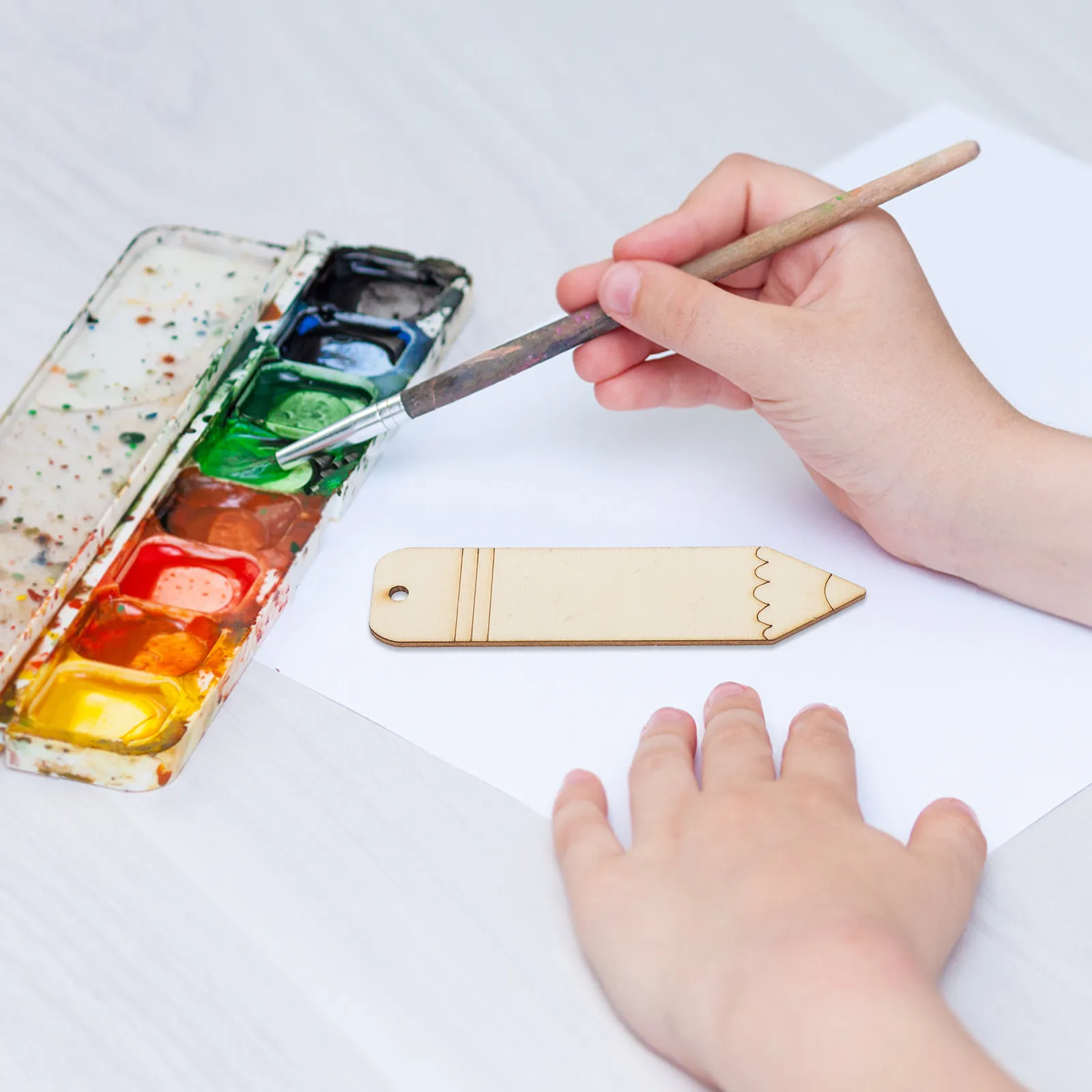 

2 набора неокрашенных деревянных закладок в форме карандаша с веревкой для индивидуального творчества, обучения, чтения, домашнего декора