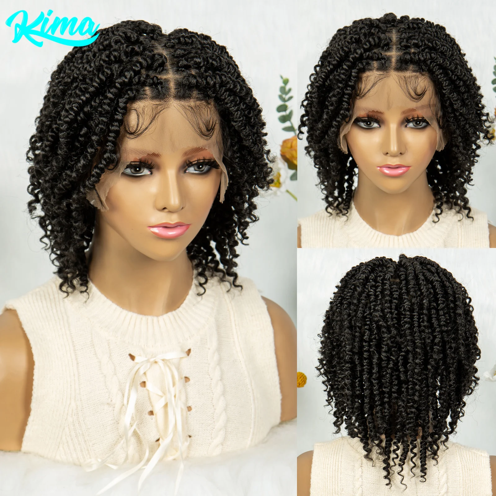 

KIMA синтетические полные кружевные плетеные парики без узлов, вьющиеся крючком парики, коробка, косички, парики с детскими волосами для чернокожих женщин