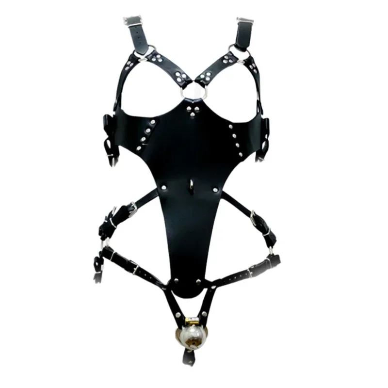 ذكر العفة قفص سيسي مع كامل الجسم CB ضبط النفس الملابس الجلدية البديل المثيرة لعبة منتجات الكبار الجنس لعب للرجال 18 +