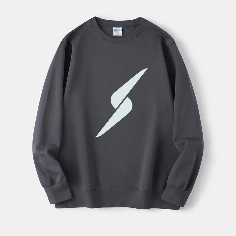 

Loose ex round Ne Hoodie Streetwear Lightning Logo Hiphop Sle Couple Matching Long Sve Cotton Polyester Blend Swea...