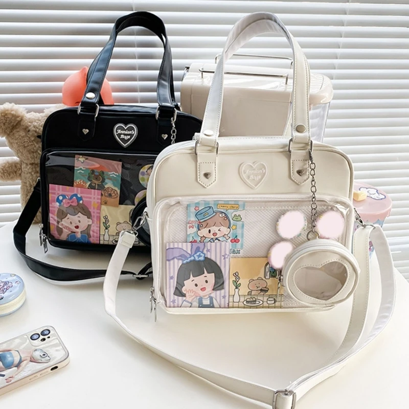 Japanese Harajuku Itabag Girls PU Transparent Bag School Student Handbags Ita Bag Tote JK Uniform Shoulder Crossbody Bag