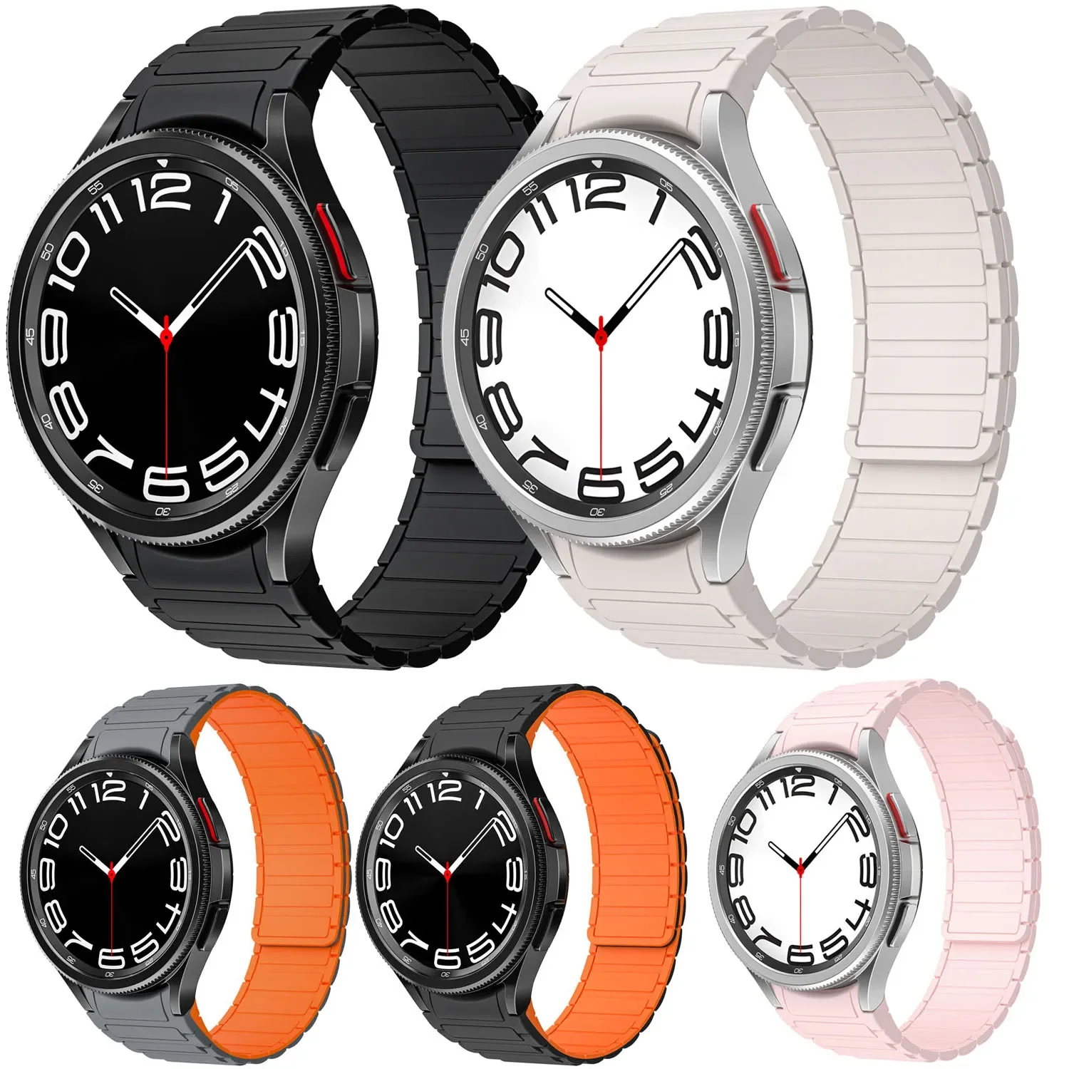

Galaxy Watch 4 5 6 7 40mm 44mm No Gap 20mm Strap for Samsung Galaxy Watch 4 6 Classic 46mm 42mm 47mm 43mm Silicone Magnetic Band