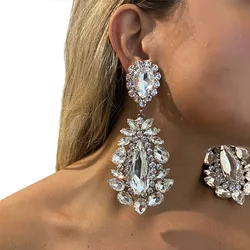 Stonefans New Statement Earrings for Women Vintage Rhinestone Dinner Fashion Wedding Accessories New Queen Exaggeration Earring