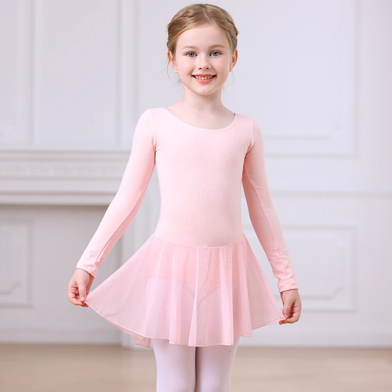 

Girls' long sleeve ballet leotard skirt dance skirt ballet skirt suit