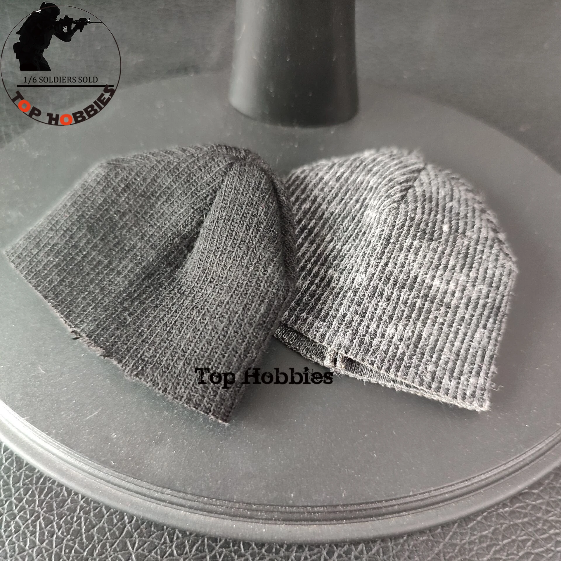 In Store 1/6 Scale Male Accessories Cold Cap Black Grey Knitted Hat Fit 12 inches Big Head Headsculpt Circumference