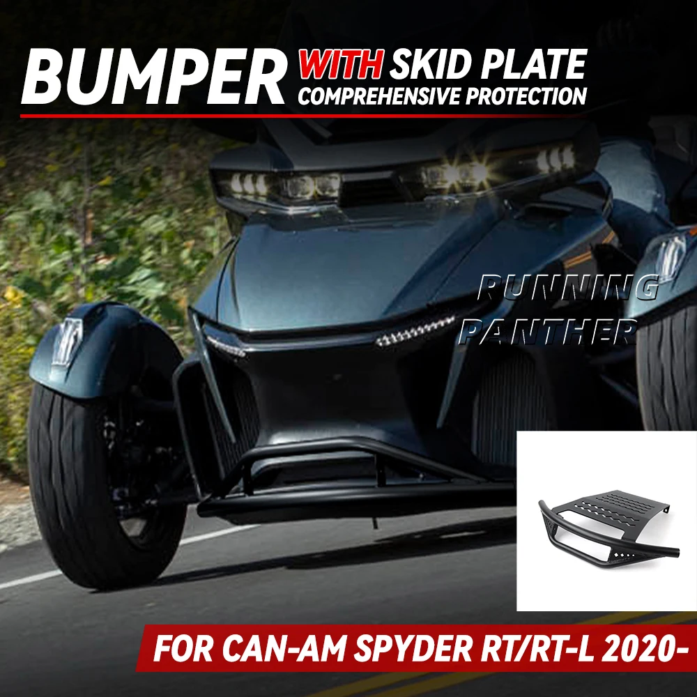 

New Black Aluminum Front Bumper with Skid Plate For Can-Am Spyder RT 20-25 RT-L 2020-2025 Motorcycle Protective Accessories