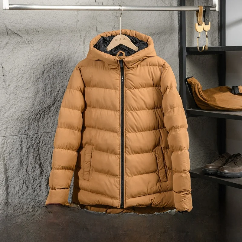 

Thi Warm Men's Cotton Jaet Outdoor Casual Hooded Windproof Water-resistant Faion Urban Sle Long Sve Cleanfit